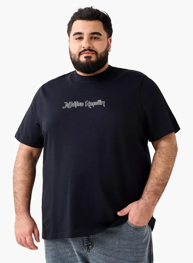 ماكسيم Men Regular Fit Crew Neck Short Sleeve Jujutsu Kaisen Print T-shirt